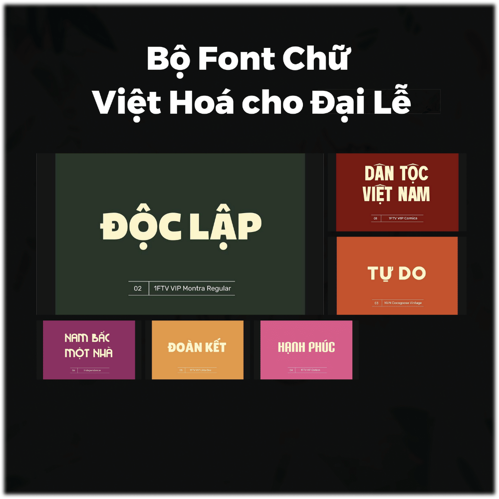 Bộ 6 Font chữ Việt Hoá cho thiết kế Slide chủ đề Đại Lễ